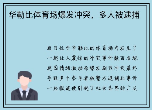 华勒比体育场爆发冲突，多人被逮捕